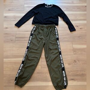 Olive Joggers with Bold Side Text